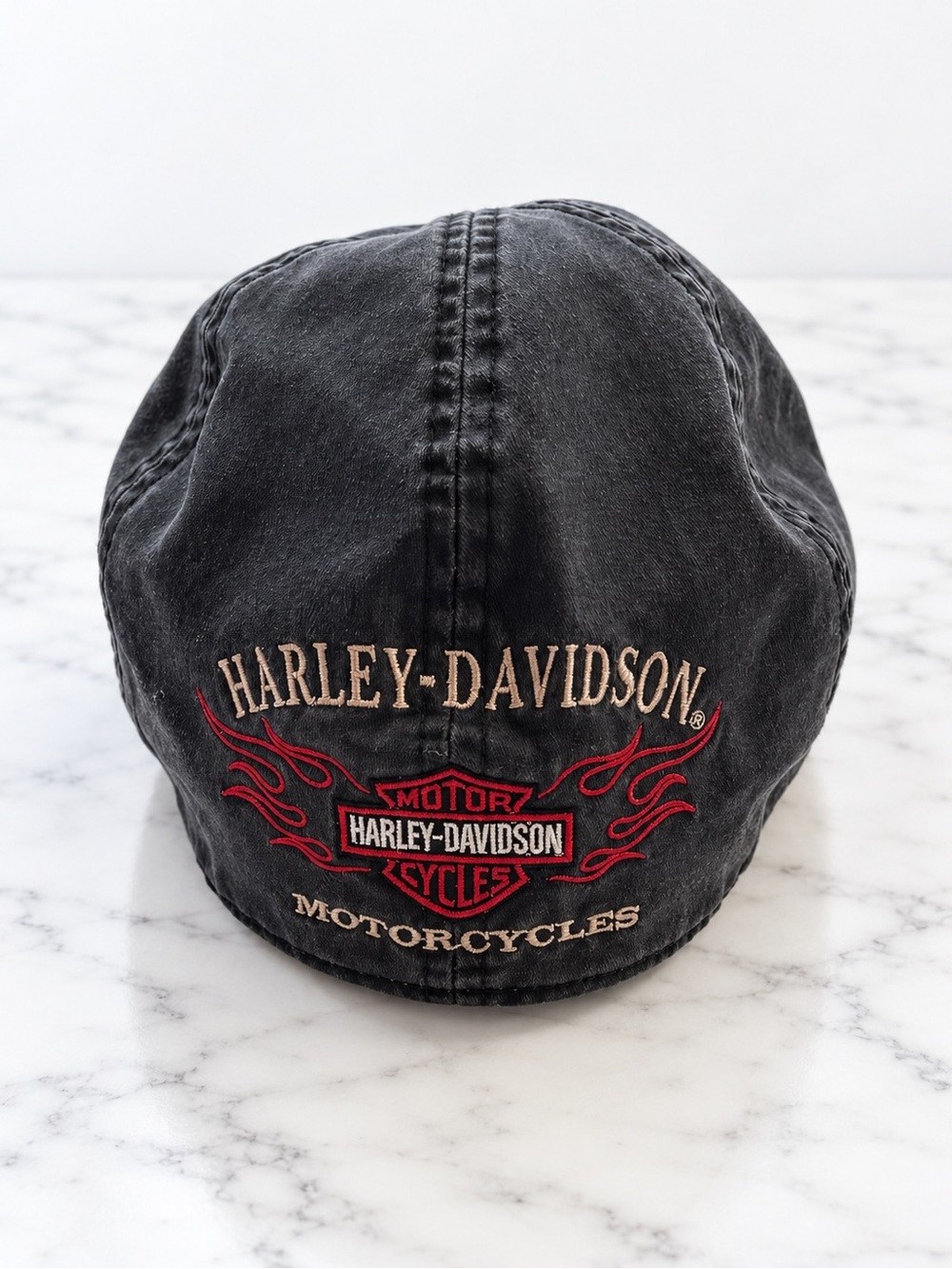 Harley-Davidson Black Flame Graphic Ivy Flat Cap Motorcycles (L)